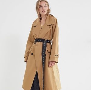 Avec Les Filles Belted Colorblock Trench Coat